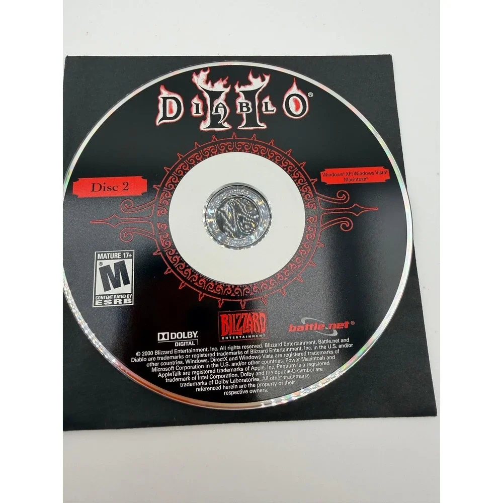 Blizzard Diablo II PC Mac Game Discs 1 & 2 with CD Key Windows XP Vista 2000